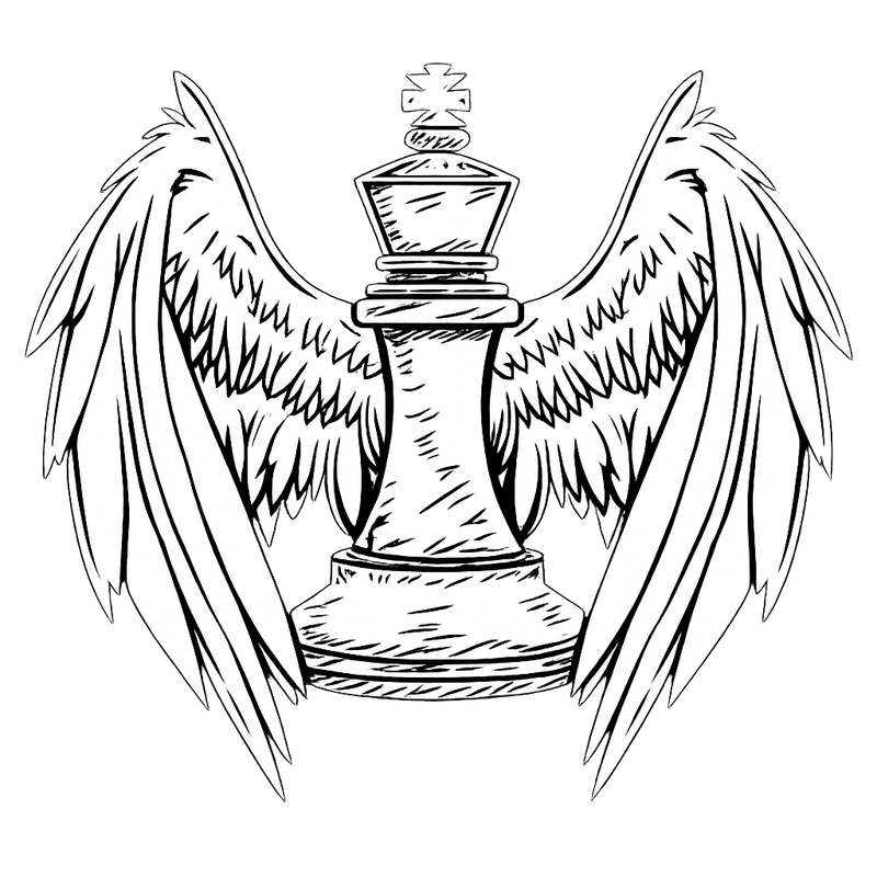 Chess Angels Promotions logo — winged chess king